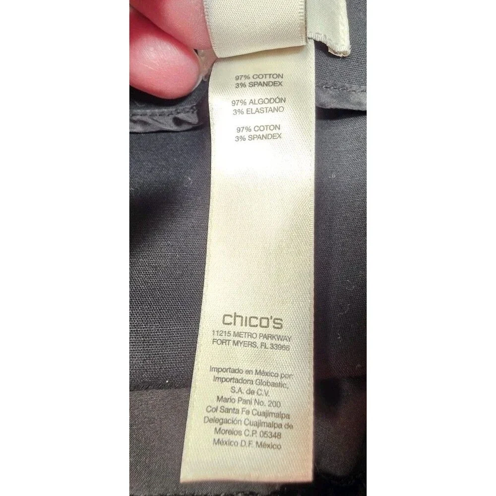 Chico's So Slimming Black Chino Style Pants Women's Size 3 (16)